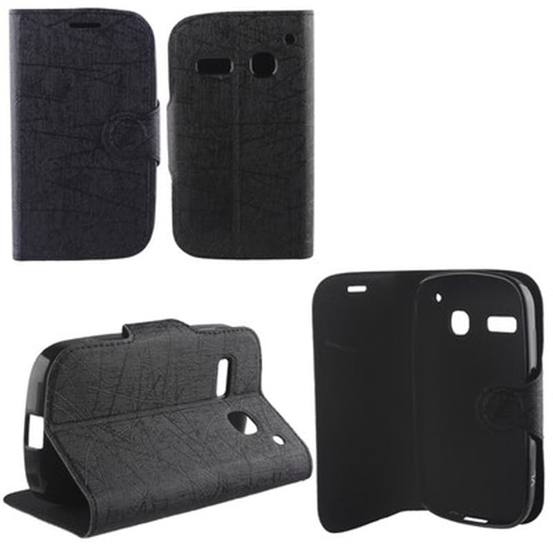 Θήκη Alcatel Pop C3 - Volte-Tel Line TPU Book Cover - Stand Black