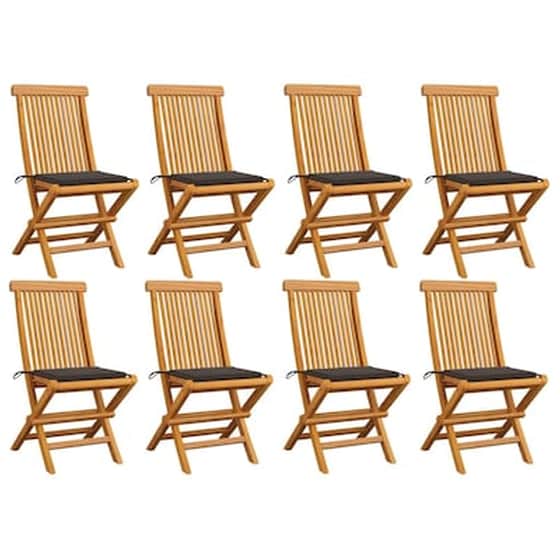 Vidaxl Καρέκλες Κήπου 8 Τεμ. Από Μασίφ Ξύλο Teak Με Taupe Μαξιλάρια image 0