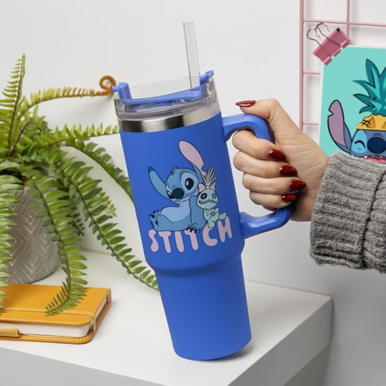 Ποτήρι Θερμός με Καλαμάκι Paladone Stitch Blue 900ml image 1