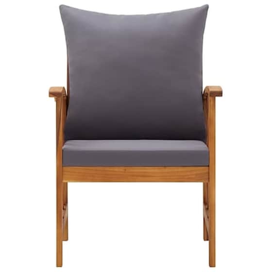 Καρέκλες Κήπου Vidaxl από Μασίφ Ξύλο Ακακίας με Μαξιλάρια 2 Τεμ. 59x67x83cm - Καφέ image 3