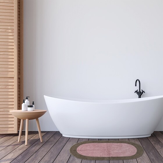 Πατάκι Μπάνιου Das Home Bathmats 0669 Οβάλ από Βαμβάκι 50x80 cm - Καφέ/Ροζ image 1