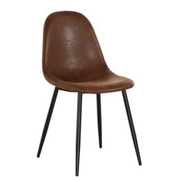 Καρέκλα Woodwell Μεταλλική/Ύφασμάτινη Σετ 4 Τμχ - Suede Καφέ
