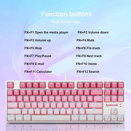Redragon K645 Gaming Ενσύρματο Πληκτρολόγιο με RGB Φωτισμό Ροζ (US) image 3