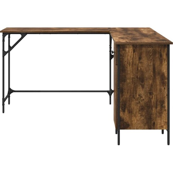Γραφείο VidaXL από Επεξεργασμένο Ξύλο 141x141x75 cm - Καπνιστή Δρυς image 4