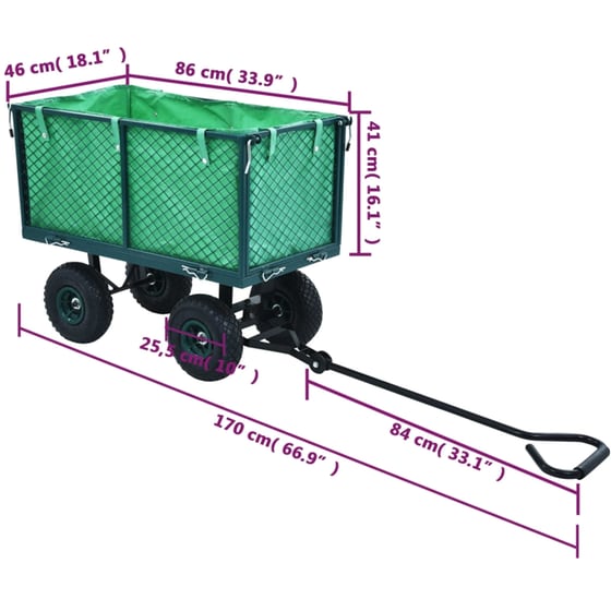 Καρότσι Κήπου VidaXL από Χάλυβα 86x46.5x97 - Πράσινο image 10