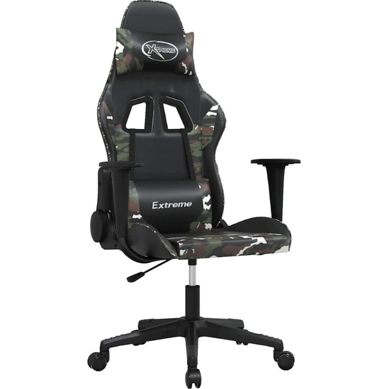 Καρέκλα Gaming VIDAXL 3143698 με Ρυθμιζόμενα Μπράτσα από Τεχνητό Δέρμα - Μαύρη