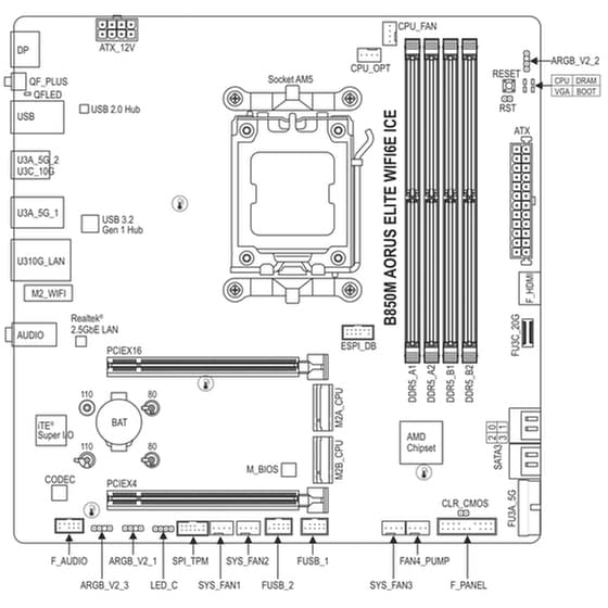 Gigabyte B850M Aorus Elite WIFI6E Ice Motherboard Micro ATX με AMD AM5 Socket image 2