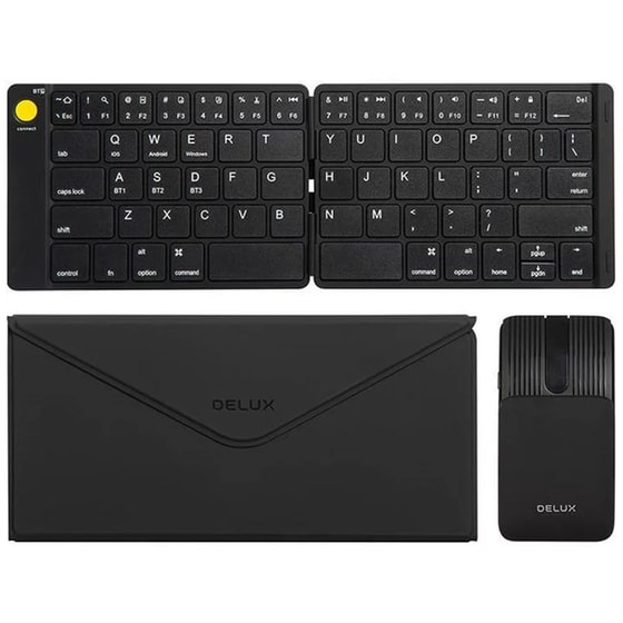 DELUX KF10 Ασύρματο σετ Πληκτρολόγιο/Ποντίκι αναδιπλούμενο - Μαύρο (US) image 0