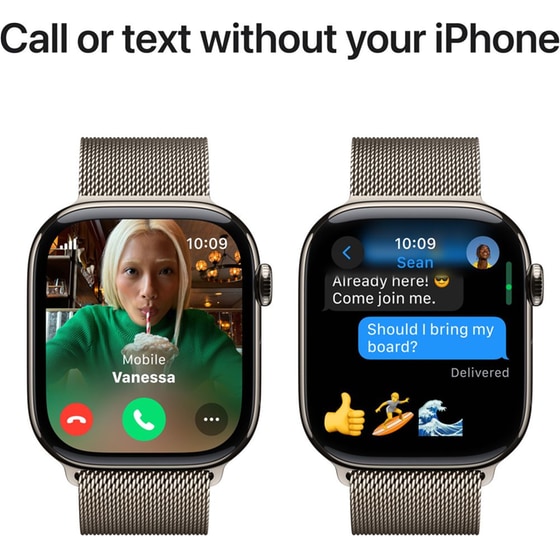 Apple Watch Series 10 GPS + Cellular 42mm Natural Titanium Case with Natural Milanese Loop image 5