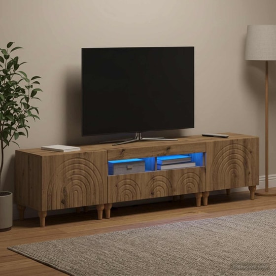 Έπιπλο Τηλεόρασης VidaXL με LED 3 τμχ 178 x 35 x 43 cm - Artisan Δρυς image 1