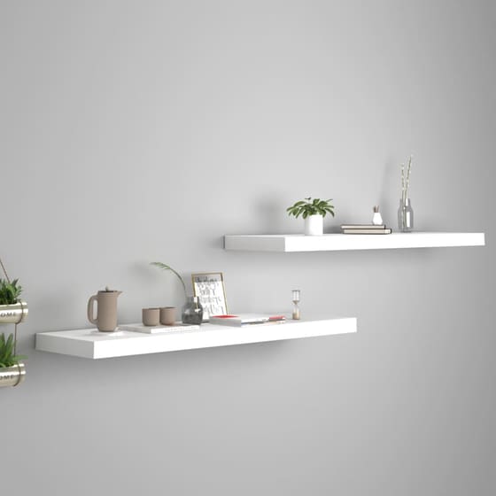Ράφια Τοίχου VidaXL από MDF 90x23.5x3.8 cm 2 Τμχ - Λευκό image 1