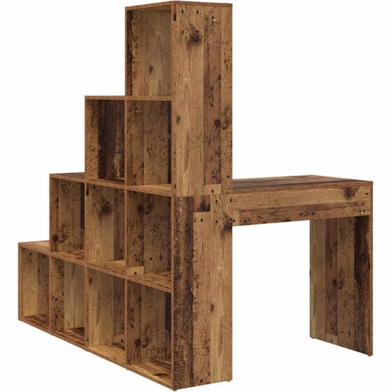 Γωνιακό Γραφείο VidaXL με Ράφι 101,5x149,5x149,5 cm - Παλιό Ξύλο image 5