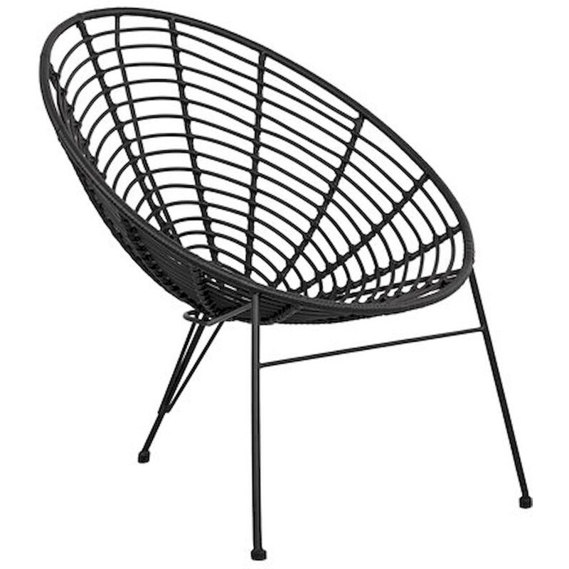 HOMEMARKT Πολυθρονα Woodwell Τυπου Φωλια Μεταλλικη Allegra Με Wicker Hm5458 02 73x83x86 cm - Μαύρη