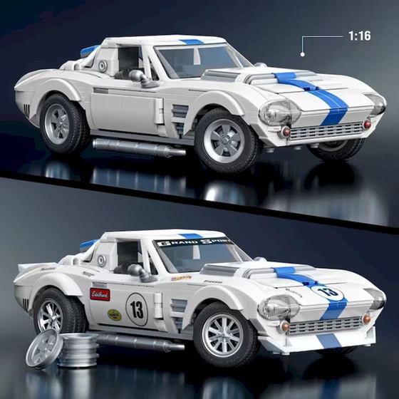 Mattel Hot Wheels Brick Shop Σετ Κατασκευής Elite Series Corvette Grand Sport 1:16 (918 Κομμάτια) (JGR31) image 1