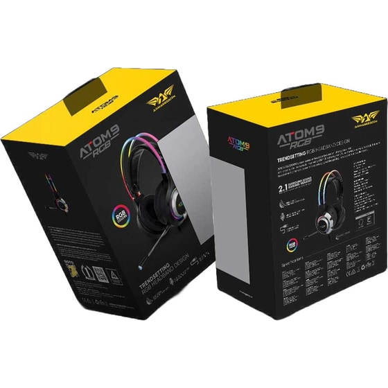 Armaggeddon Atom 9 Gaming Ενσύρματα Ακουστικά 3.5mm/USB με RGB Φωτισμό - Μαύρα/Ασημί image 2