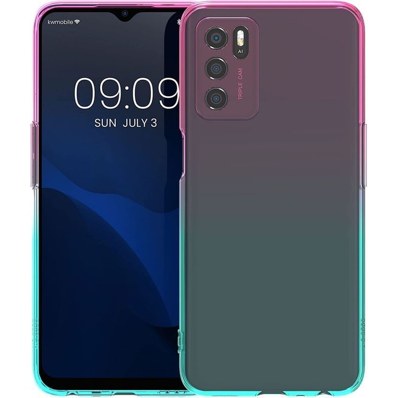 KWMOBILE Θήκη Oppo A16/A16s/A54s - KWmobile Θήκη Σιλικόνης - Bicolor Dark Pink / Blue / Transparent