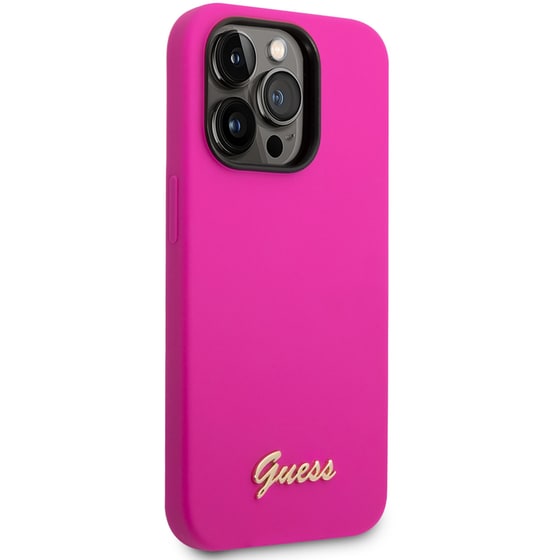 Guess “vintage Script Gold Logo Collection” Σκληρή Θήκη Προστασίας Από Σιλικόνη – Apple Iphone 14 Pro (φουξια) image 6
