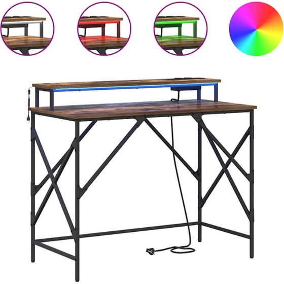 Γραφείο VidaXL από Επεξεργασμένο Ξύλο 120x79x86,5 cm - Καπνιστή Δρυς image 3