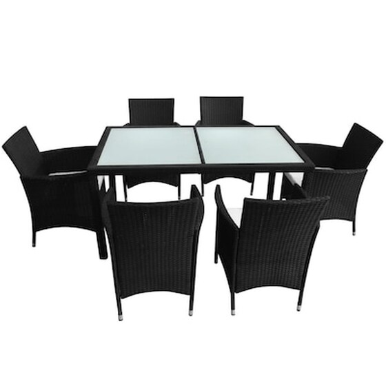 Vidaxl Σετ Τραπεζαρίας Εξ. Χώρου 7 Τεμ. Μαύρο Συνθ. Ρατάν Με Μαξιλάρια image 4