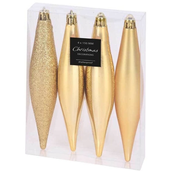 Σετ Χριστουγεννιάτικα Στολίδια K-m Gold Can059651 Πλαστικό 4 Τμχ - Ρόμβος image 0