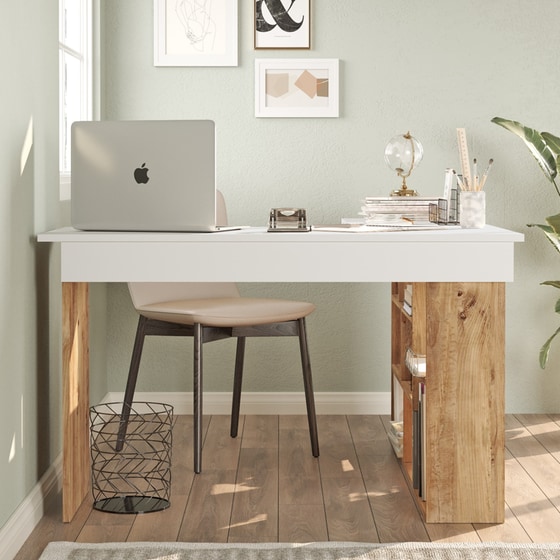 Γραφείο 24Mall Scrivere Atlantic Pine από Μοριοσανίδα 129x120x72 cm - Λευκό image 2
