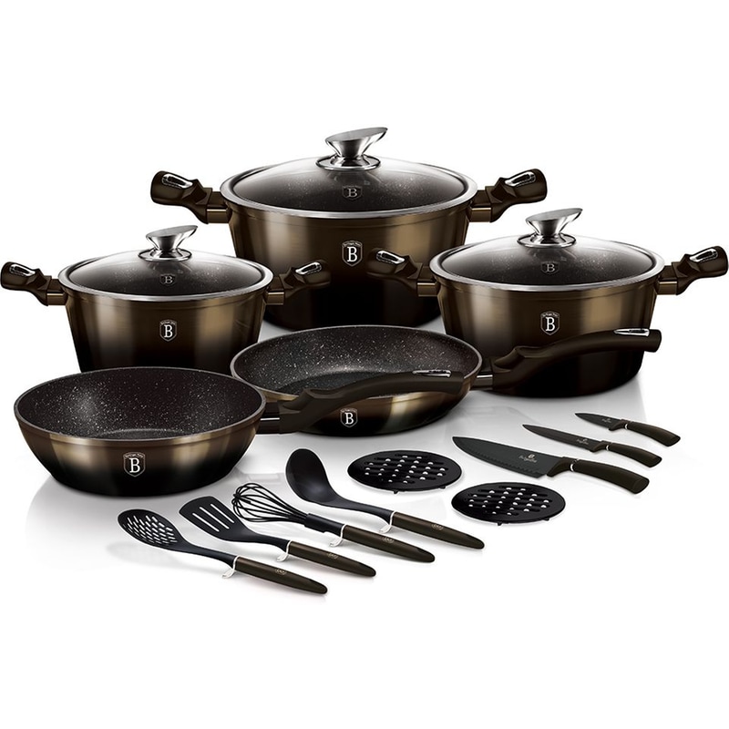 Σετ Μαγειρικά Σκεύη BERLINGER BH-7146 17 τμχ Καφέ