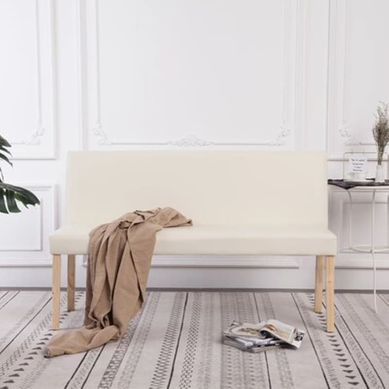 Παγκάκι VidaXL από Συνθετικό Δέρμα 139,5x54x85,5 cm - Κρεμ