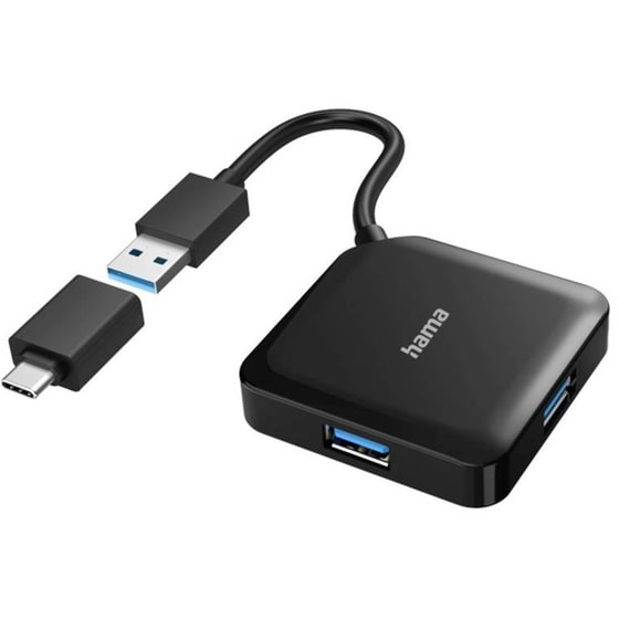 USB Hub Hama 00200116 USB 3.2 Gen 1 + USB-C Αντάπτορας - Μαύρο image 1