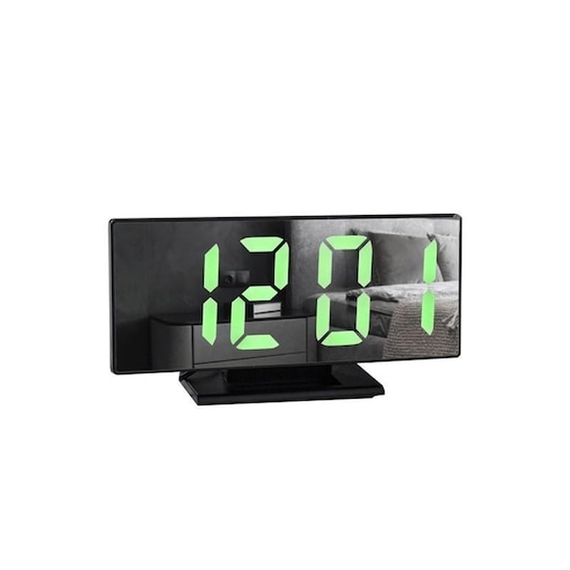 Ψηφιακό Ρολόι 4 Σε 1 Με Καθρέπτη, Ξυπνητήρι Και Θερμόμετρο Με Led Φωτισμό Σε Μαύρο Χρώμα, 19x10 Cm