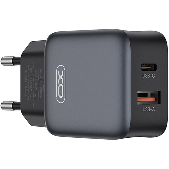 Φορτιστής Πρίζας XO L156 χωρίς Καλώδιο USB-A & USB-C 30W Quick Charge 3.0 - Μαύρο image 2