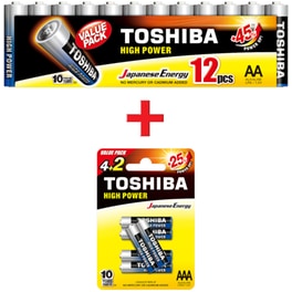 Μπαταρία Toshiba Alkaline AA LR6 FIMP12 & AAA LR03 BP6