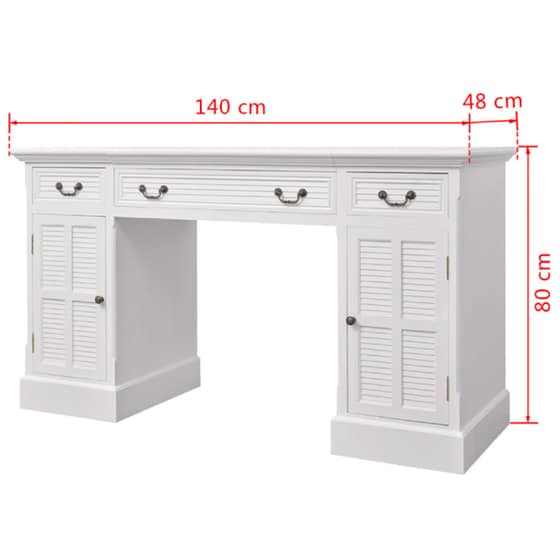Γραφείο με Συρτάρια VidaXL από MDF 140x48cm - Λευκό image 5