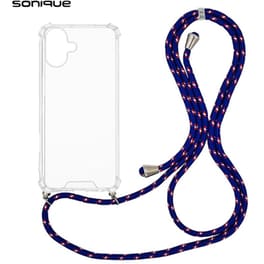 Θήκη Apple iPhone 16 Plus - Sonique Armor Clear Θήκη Σιλικόνης με Κορδόνι - Rainbow Μαύρο