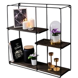 Ραφιέρα 24mall Gladiolo από Μέταλλο/Ξύλο 60x15x60 cm - Ανθρακί/Μαύρο