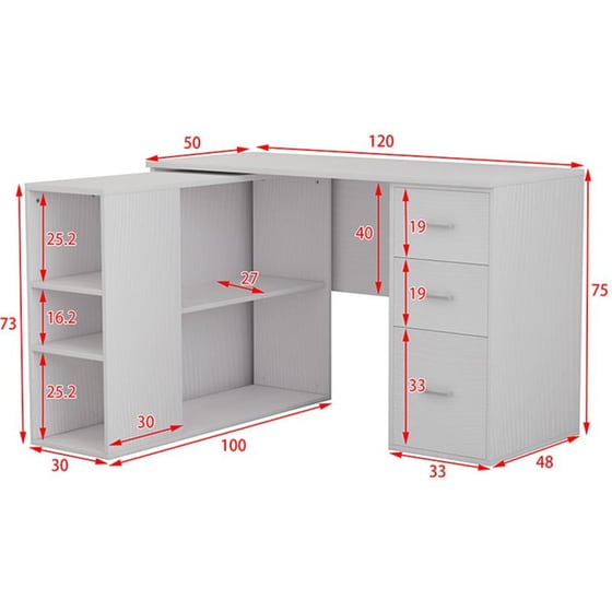 Γραφείο Γωνιακό Polina Pakoworld Λευκό 120x100x75εκ – 230-000016 image 5