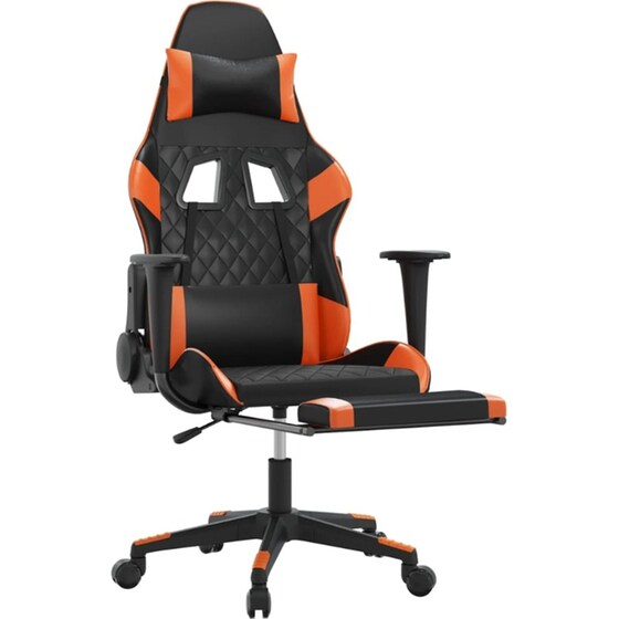 Καρέκλα Gaming VIDAXL 3143770 με Υποπόδιο από Τεχνητό Δέρμα - Μαύρο / Πορτοκαλί image 4