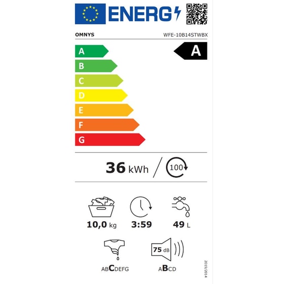 OMNYS WFE-10B14STWBX 9 10 kg 1.400 Στροφές Λευκό Πλυντήριο Ρούχων image 9