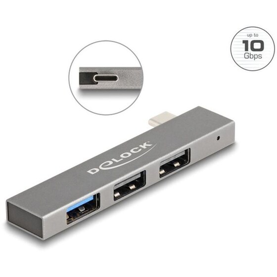 Delock Usb Hub 64274, 3x Θυρών, 10gbps, Usb-c Σύνδεση, Γκρι image 3
