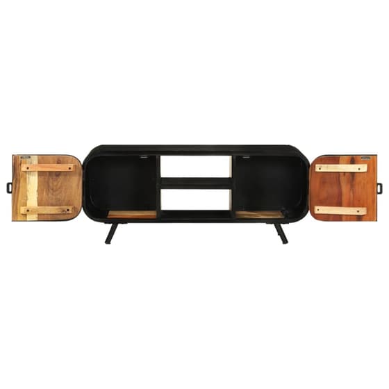 Έπιπλο Τηλεόρασης VidaXL από Μασίφ  Ξύλο  110x30x45 cm - Mαύρο image 7