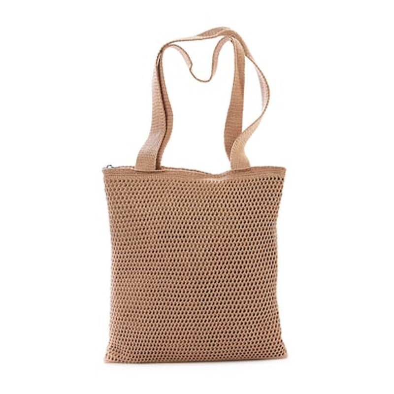 Τσάντα Ώμου Πλεκτή Verde 16-5215 Διάτρητη Taupe