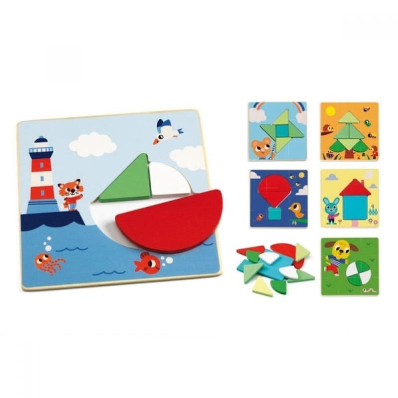 DJECO Djeco Τάγκραμ Μίνι Ξύλινο 6 Θέματα