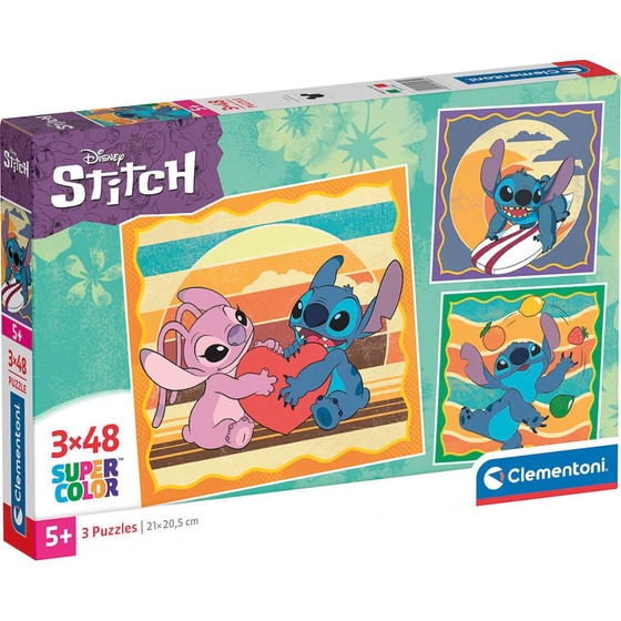 Παιδικό Σετ Παζλ Clementoni Super Color Disney Stich (3x48 Κομμάτια) image 0