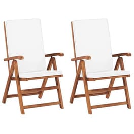 Καρέκλες Κήπου Vidaxl Ανακλινόμενες από Ξύλο Teak με Μαξιλάρια 2 Τεμ. 57x71.5x104cm - Κρεμ