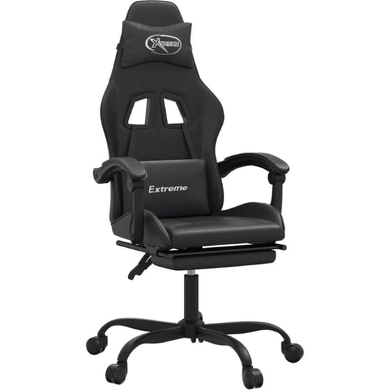 Καρέκλα Gaming VIDAXL 3143903 με Υποπόδιο από Τεχνητό Δέρμα - Μαύρη image 0