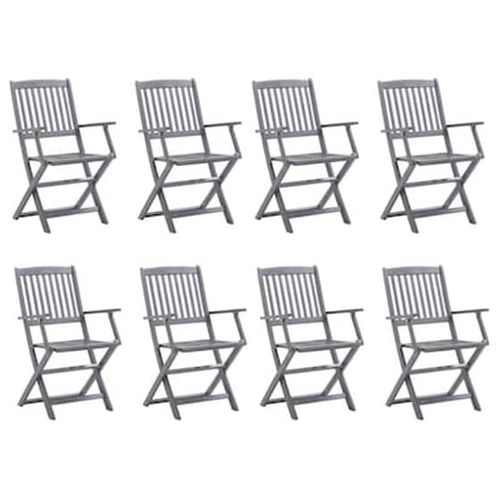 Vidaxl Καρέκλες Εξ. Χώρου Πτυσσόμενες 8 Τεμ. Από Μασίφ Ξύλο Ακακίας image 0