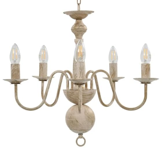 Vidaxl Πολυέλαιος Αντικέ Λευκός Με 5 Ντουί Ε14 image 4