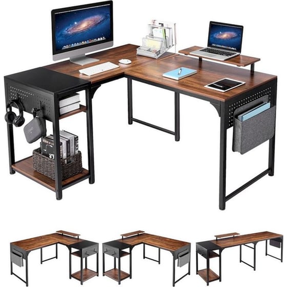 Γραφείο Γωνιακό Υπολογιστή Eureka Ergonomic ZX-L150B-RWB 150x120x76.2cm image 2