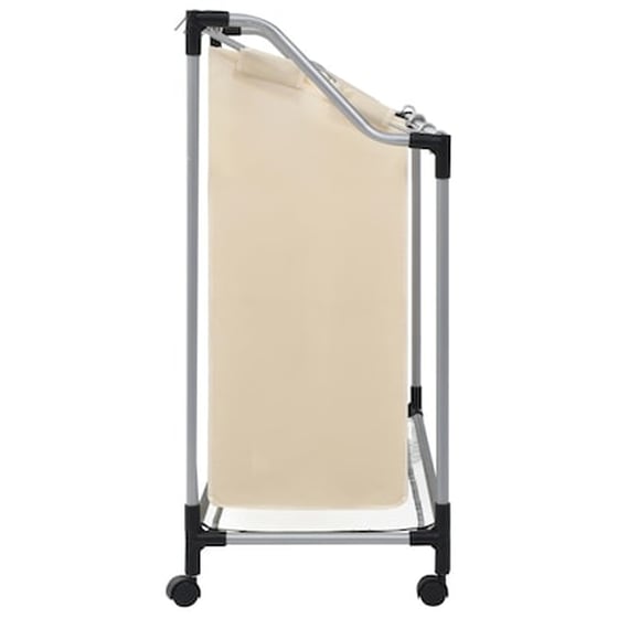 Vidaxl Καλάθι Διαχωρισμού Απλύτων Με 3 Σάκους Κρεμ Από Ατσάλι image 3