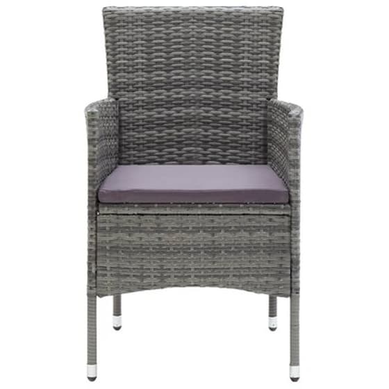 Vidaxl Καρέκλες Τραπεζαρίας Κήπου 4 Τεμ. Γκρι Από Συνθετικό Ρατάν image 4