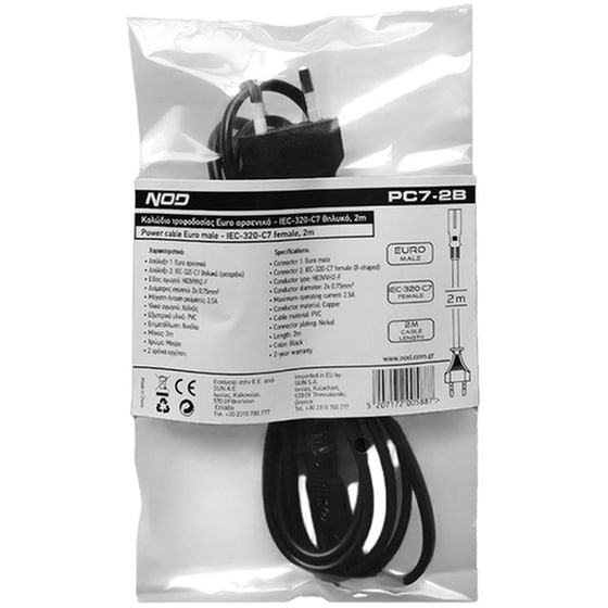 NOD Euro - IEC C7 Cable 2m Μαύρο 141-0245 image 1